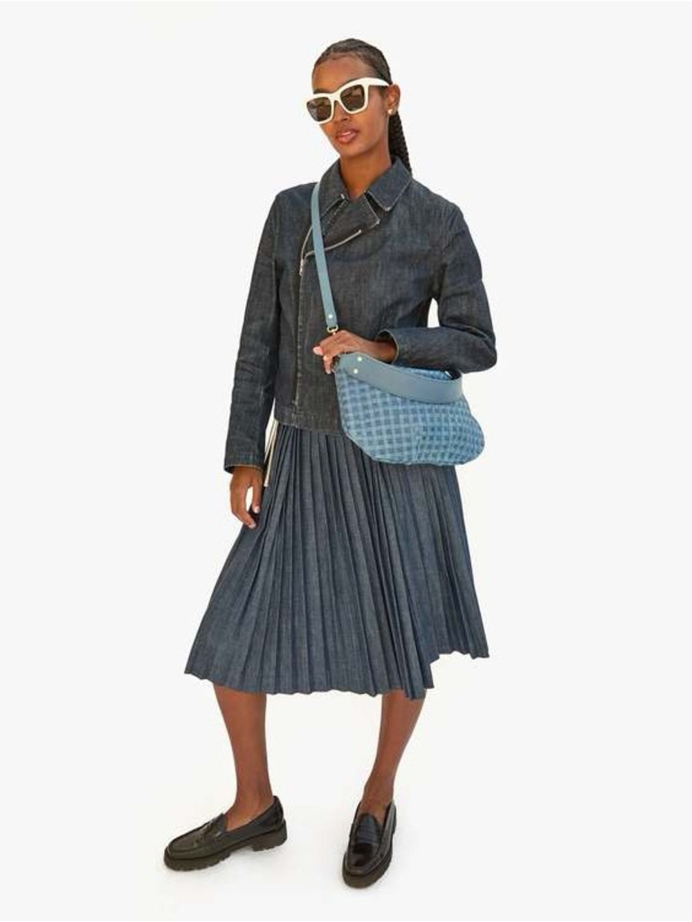 Clare V Blue Woven Shoulder Bag